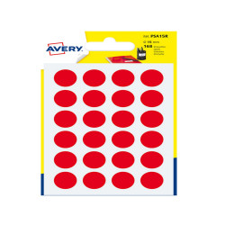 Etichette adesive tonde PSA - in carta - permanenti - diametro 15 mm - 24 et/fg - 7 fogli - rosso - Avery
