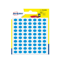 Etichette adesive tonde PSA - in carta - permanenti - diametro 8 mm - 70 et/fg - 7 fogli - blu - Avery