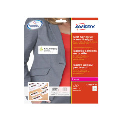 Etichette badge - in seta acetata - laser - rimovibili - 80 x 50 mm - 10 et/fg - 20 fogli - bianco - Avery