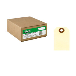 Etichette per spedizioni - in cartoncino - con foro - 80 x 38 mm - avana - Lebez - conf. 1000 pezzi