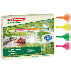 Evidenziatore 24 EcoLine - punta scalpello - da 2 a 5 mm - colori assortiti - Edding - astuccio 4 pezzi