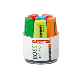 Evidenziatore Boss Original - punta a scalpello - tratto 2 - 5 mm - colori assortiti - Stabilo - cilindro 6 pezzi