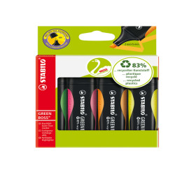 Evidenziatore Green Boss - punta a scalpello - tratto 2 - 5 mm - colori assortiti - 83% plastica riciclata - Stabilo - astuccio
