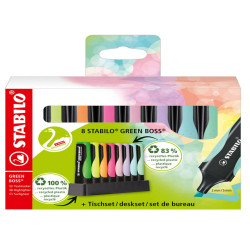 Evidenziatore Stabilo Green Boss - punta a scalpello - tratto 2 - 5mm - colori assortiti - Stabilo - deskset 8 pezzi