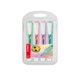 Evidenziatore Swing Cool Pastel - punta a scalpello - tratto 1 - 4 mm - colori assortiti - Stabilo - astuccio 4 pezzi