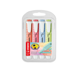 Evidenziatore Swing Cool Pastel - punta scalpello - tratto 1 - 4 mm - colori assortiti - Stabilo - astuccio 4 pezzi