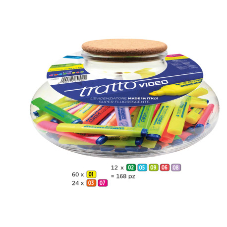 Evidenziatore Tratto Video - colori assortiti - Tratto - boccia 168 pezzi