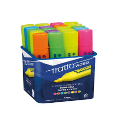 Evidenziatore Tratto Video - punta a scalpello - tratto 1,00 - 5,00 mm - colori assortiti  - Tratto - barattolo 20 pezzi
