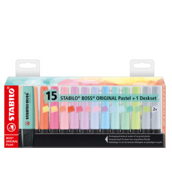 Evidenziatore Stabilo Boss Pastel - colori assortiti - tratto 2 - 5 mm - Stabilo - deskset 15 pezzi