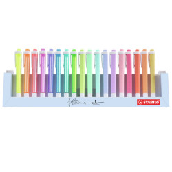 Evidenziatore Swing Cool Pastel - punta a scalpello - tratto 1 - 4 mm - colori assortiti - Stabilo - deskset 18 pezzi