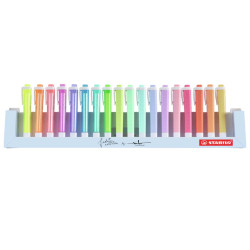 Evidenziatori Swing Cool Pastel - punta a scalpello - tratto 1 - 4 mm - colori assortiti - Stabilo - deskset 18 pezzi
