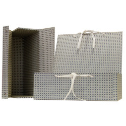 Scatola archivio in legno - con fettuccia - 38 x 27 cm - dorso 12 cm - grigio - Brefiocart