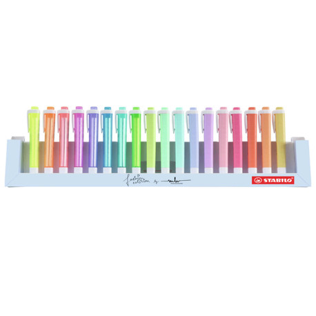 Evidenziatori Swing Cool Pastel - punta a scalpello - tratto 1 - 4 mm - colori assortiti - Stabilo - deskset 18 pezzi