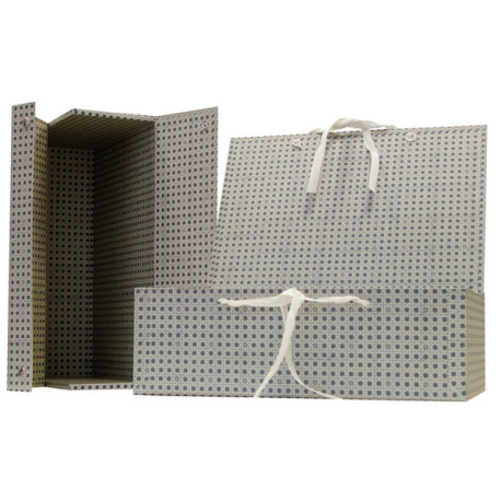 Scatola archivio in legno - con fettuccia - 38 x 27 cm - dorso 12 cm - grigio - Brefiocart