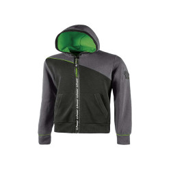 Felpa Jupiter - con cappuccio - taglia L - grigio/verde - U-Power