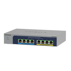 NETGEAR MS108UP, Non gestito, 2.5G Ethernet (100/1000/2500), Full duplex, Supporto Power over Ethernet (PoE), Montabile a paret