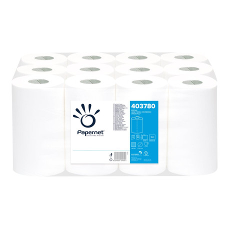 Papernet Special - Asciugamani - pura cellulosa - 163 fogli - rotolo centrale - 57.05 m - bianco (pacchetto di 12)