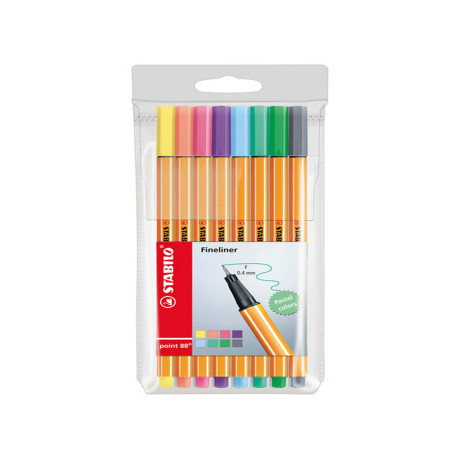 Fineliner Point 88 - tratto 0,4 mm - colori assortiti pastel - Stabilo - conf. 8 pezzi