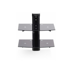 StarTech.com Dual Floating Wall-Mounted AV Shelves, Adjustable Height Shelf For Under TV, Organize A/V Equipment On Black Tempe