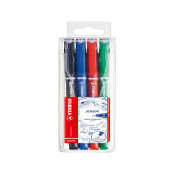 Fineliner Stabilo Sensor - tratto 0,3mm - 4 colori assortiti - Stabilo - conf. 4 pezzi