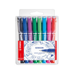 Fineliner Stabilo Sensor - tratto 0,3mm - 8 colori assortiti - Stabilo - conf. 8 pezzi