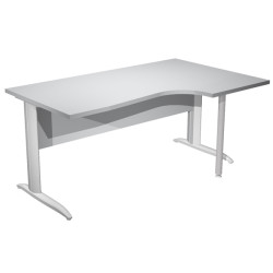 Scrivania Compact Destro Easy - 160 x 60/80/100 cm - Grigio/grigio alluminio