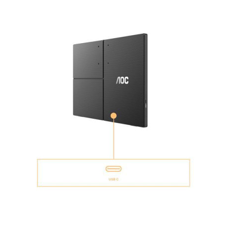 Aoc Monitor 15.6”, Panel resolution 1920x1080, Refresh rate 60 Hz, Panel type IPS, USB-C connectivity USB-C 3.2 x 1