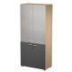 Armadio alto con ante superiori in vetro Essence - con serratura - 90 x 45 x 200 cm - rovere/antraci