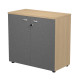 Armadio basso con ante Essence - con serratura - 90 x 46 x 85 cm - rovere/antracite
