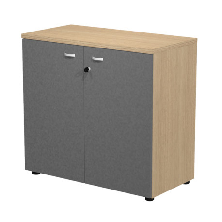 Armadio basso con ante Essence - con serratura - 90 x 46 x 85 cm - rovere/antracite