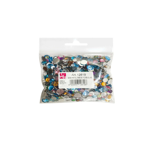 Gemme Kristall tonde - diametro 6/10 mm - colori assortiti - DECO - conf. 1000 pezzi