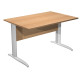 Scrivania lineare Easy - 140 x 80 x 72 cm - Faggio/grigio alluminio