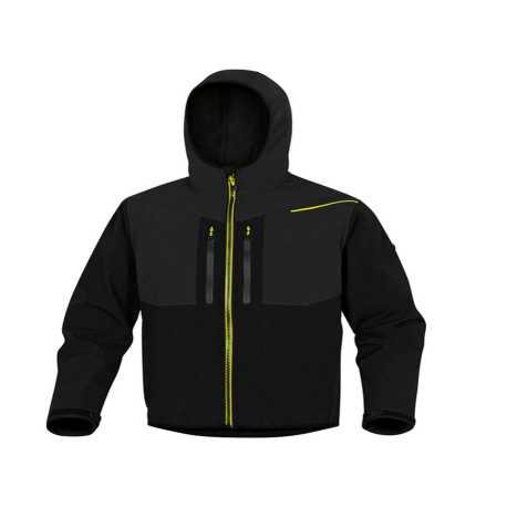 Giacca Softshell Horten - tessuto Softshell/poliestere/elastan - con cappuccio - taglia M - nero/giallo - Deltaplus