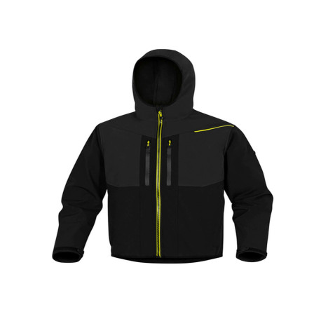 Giacca Softshell Horten - tessuto Softshell/poliestere/elastan - con cappuccio - taglia XL - nero/giallo - Deltaplus