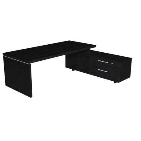 Scrivania Manager Prestige - con mobile servizio reversibile - 180 x 90 x 74 cm - nero venato