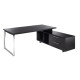 Scrivania Manager Prestige Metal - con mobile servizio reversibile - 180 x 90 x 74 cm - nero venato