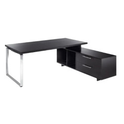 Scrivania Manager Prestige Metal - con mobile servizio reversibile - 180 x 90 x 74 cm - nero venato