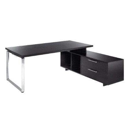 Scrivania Manager Prestige Metal - con mobile servizio reversibile - 180 x 90 x 74 cm - nero venato