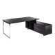 Scrivania Manager Prestige Metal - con mobile servizio reversibile - 210 x 90 x 74 cm - nero venato
