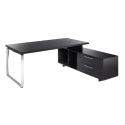 Scrivania Manager Prestige Metal - con mobile servizio reversibile - 210 x 90 x 74 cm - nero venato