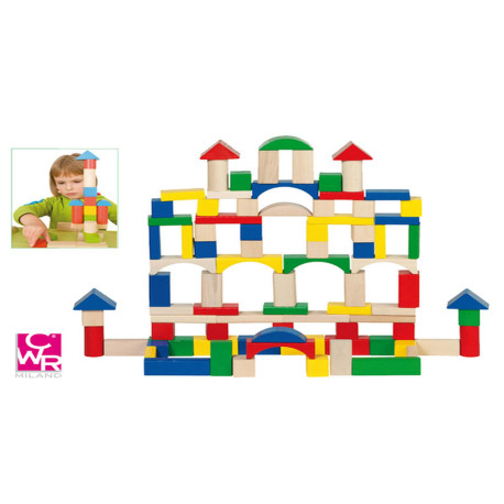 Gioco costruzioni in legno - pezzi assortiti - CWR - conf. 100 pezzi