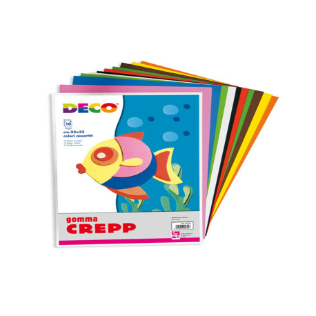 Gomma Crepp - 20 x 30 cm - colori assortiti - Deco - conf. 10 fogli