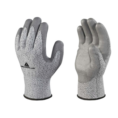 Guanti antitaglio Venicut B04 - maglia tricot econocut - palmo in poliuretano - taglia 09 - grigio - Deltaplus - pack 3 paia