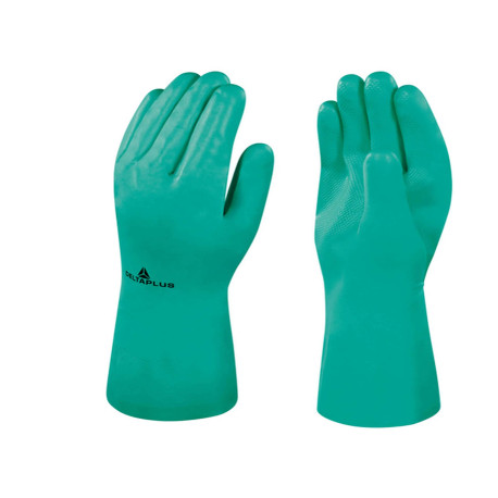 Guanti da lavoro industriale Nitrex 801 - nitrile floccato cotone - taglia 08 - verde - Deltaplus