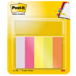 Segnapagina Post-it in carta - 670-5 - 15 x 50 mm - 5 colori Neon - Post-it - conf. 500 pezzi