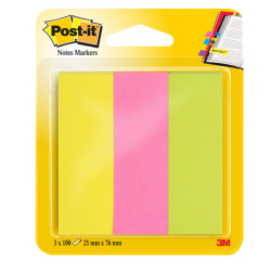 Segnapagina Post-it in carta - 671-3 - 25 x 76 mm - 3 colori Neon - Post-it - conf. 300 pezzi