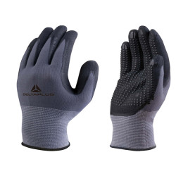 Guanti di precisione VE727NO - poliammide - palmo in nitrile/poliuretano - grip sul palmo - taglia 09 - grigio/nero - Deltaplus