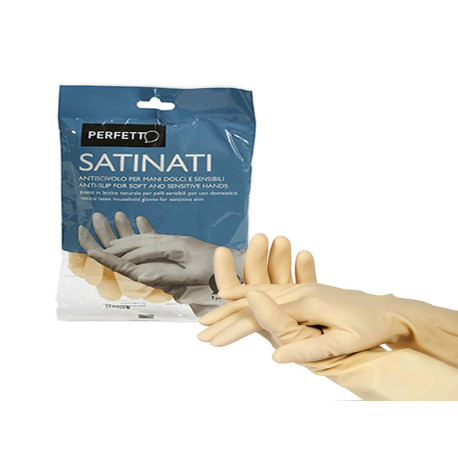 Guanti in lattice - satinati - taglia L/8 - bianco - Perfetto - blister 2 pezzi