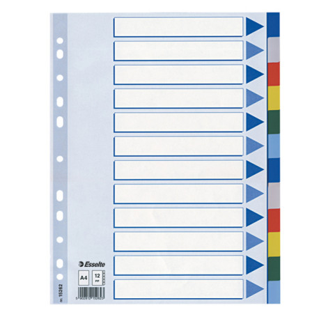 Separatore - 12 tasti colorati - PP - A4 - multicolore - Esselte