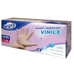 Guanti monouso - in vinile non talcato - tg. S/M - Logex Professional - conf. 100 pezzi